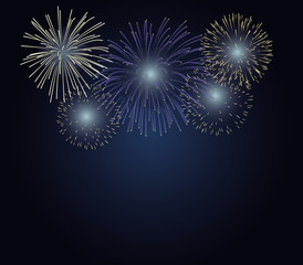 fireworks on twilight background with copy space at the under area of image. Design for celebration event in vector illustration