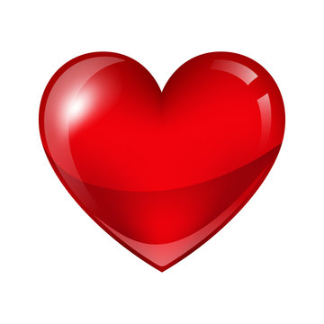 Red shiny realistic heart. Happy Valentine day symbol
