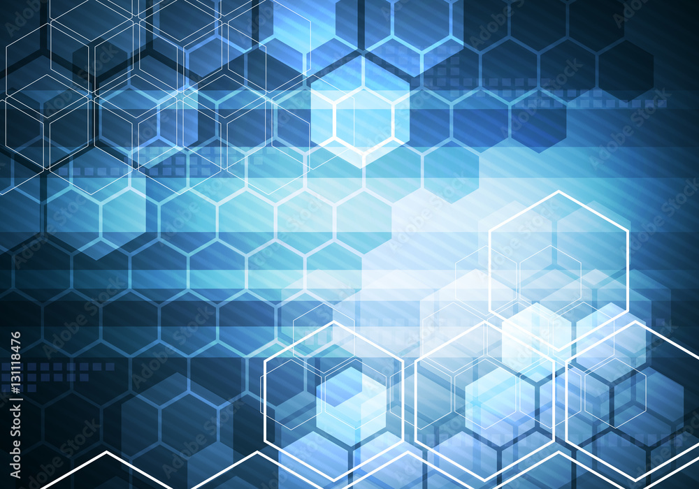 Poster digital conceptual gradiented image hexagon striped business tec