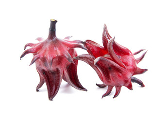 Hibiscus sabdariffa or roselle fruits.Roselle fruits isolated on