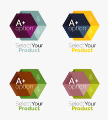 Set of business hexagon layouts with text and options