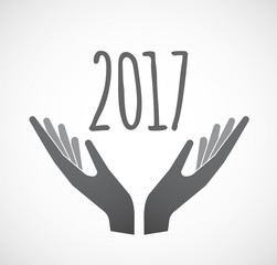 Isolated hands offering  a 2017 year  number icon
