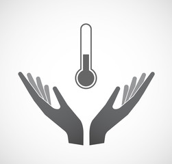 Isolated hands offering  a thermometer icon