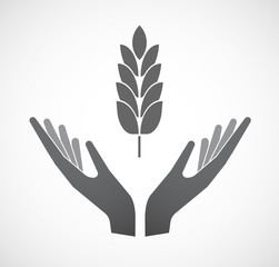Obraz premium Isolated hands offering a wheat plant icon