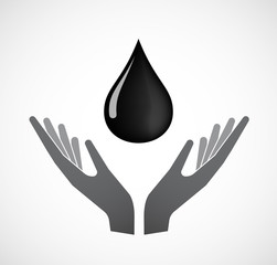 Isolated hands offering  an oil drop icon