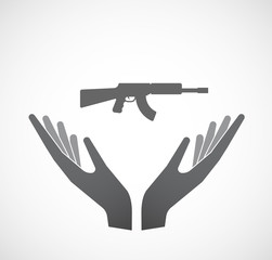 Isolated hands offering  a machine gun sign