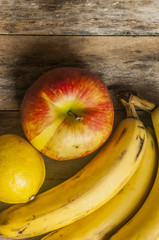 red apples on wooden table, selective focus