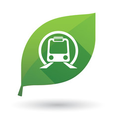 Isolated green leaf with  a subway train icon