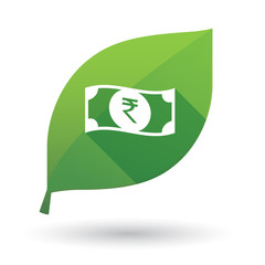 Isolated green leaf with  a rupee bank note icon
