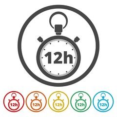 Vector illustration of 12h stopwatch icon 