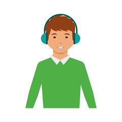 young man with headset character vector illustration design