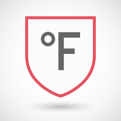 Isolated shield with  a farenheith degrees sign