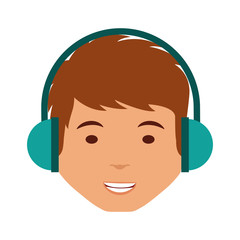 young man with headset character vector illustration design