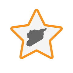 Isolated star with  the map of Syria
