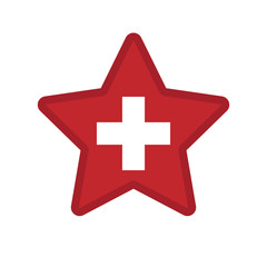 Isolated star with   the Swiss flag