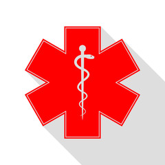 Medical symbol of the Emergency or Star of Life. Red icon with f