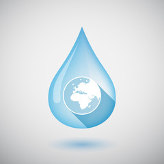Fototapeta premium Isolated water drop with an Asia, Africa and Europe regions wo