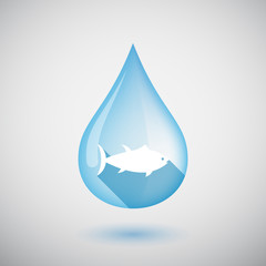 Isolated water drop with  a tuna fish