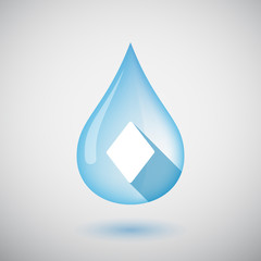Isolated water drop with  the  diamond  poker playing card sign