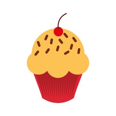 sweet and delicious cupcake icon vector illustration design