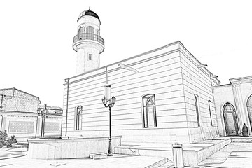 Obraz premium Mosque of Heydar cuma mascidi. Built in 1893. The Republic of Az
