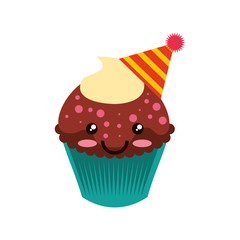 delicious cupcake character kawaii vector illustration design