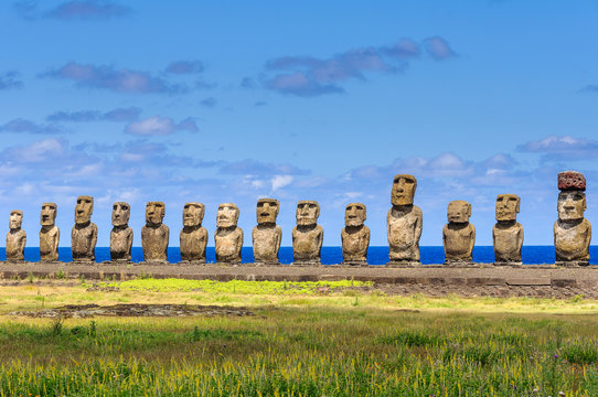 Moais of Ahu Tongariki, Easter island (Chile)