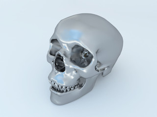 3D render of a metal scull