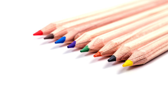 Multicolored pencils isolated on white background