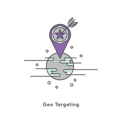 Vector Icon Style Illustration Logo of Geo targeting, Geomarketing and Internet marketing, determining geolocation of visitor, delivering content based on location
