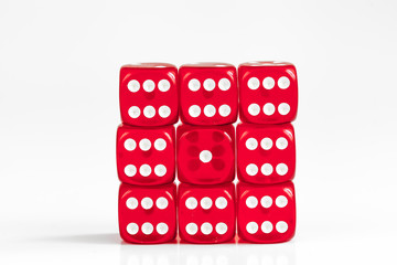 concept luck - dice gambling on white background