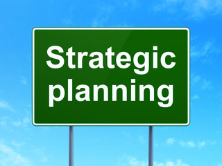 Business concept: Strategic Planning on road sign background