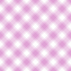 Seamless pink and white plaid pattern print. Classic checkered textile design.