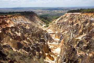beautiful view of the canyon erosion furrows, in the reserve Tsingy Ankarana, Madagascar