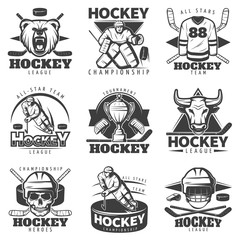 Vintage Hockey Labels Set