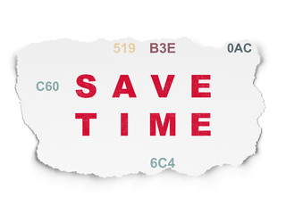 Time concept: Save Time on Torn Paper background