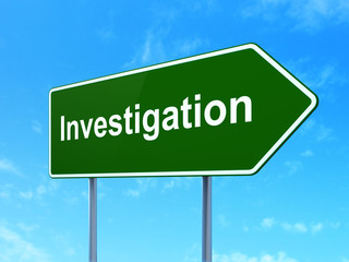 Science concept: Investigation on road sign background
