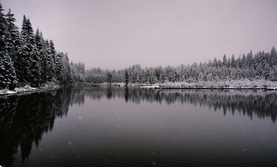 Snowy Lake Reflection 