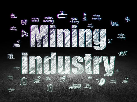 Manufacuring concept: Mining Industry in grunge dark room