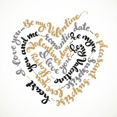 Card by St. Valentine's Day a black golden and silver calligraph