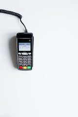 payment terminal on white background top view