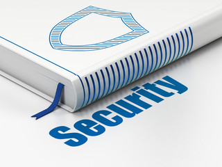 Security concept: book Contoured Shield, Security on white background