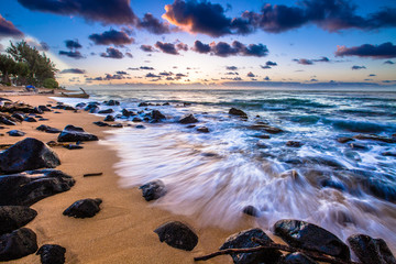 Beautiful Hawaiian Sunset on the North Shore of Oahu