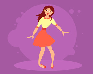 Woman in high heels sprained foot. Flat design. Vector illustration