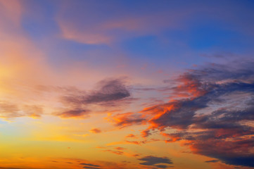 Burning clouds, with a large spectrum of colors at sunset