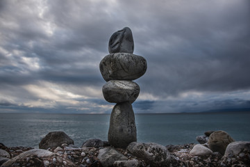 Balancing stones in blue