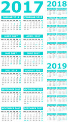 Kalender Set 2017, 2018, 2019 Vorlage