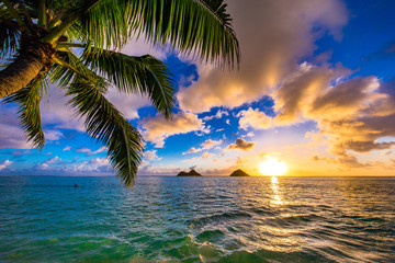 Beautiful Hawaiian Sunrise at Lanikai Beach