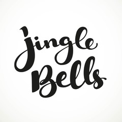 Jingle Bells black calligraphic inscription on a white backgroun