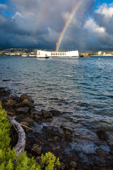 Naklejka na ściany i meble Rainbow over the USS Arizona at Pearl Harbor